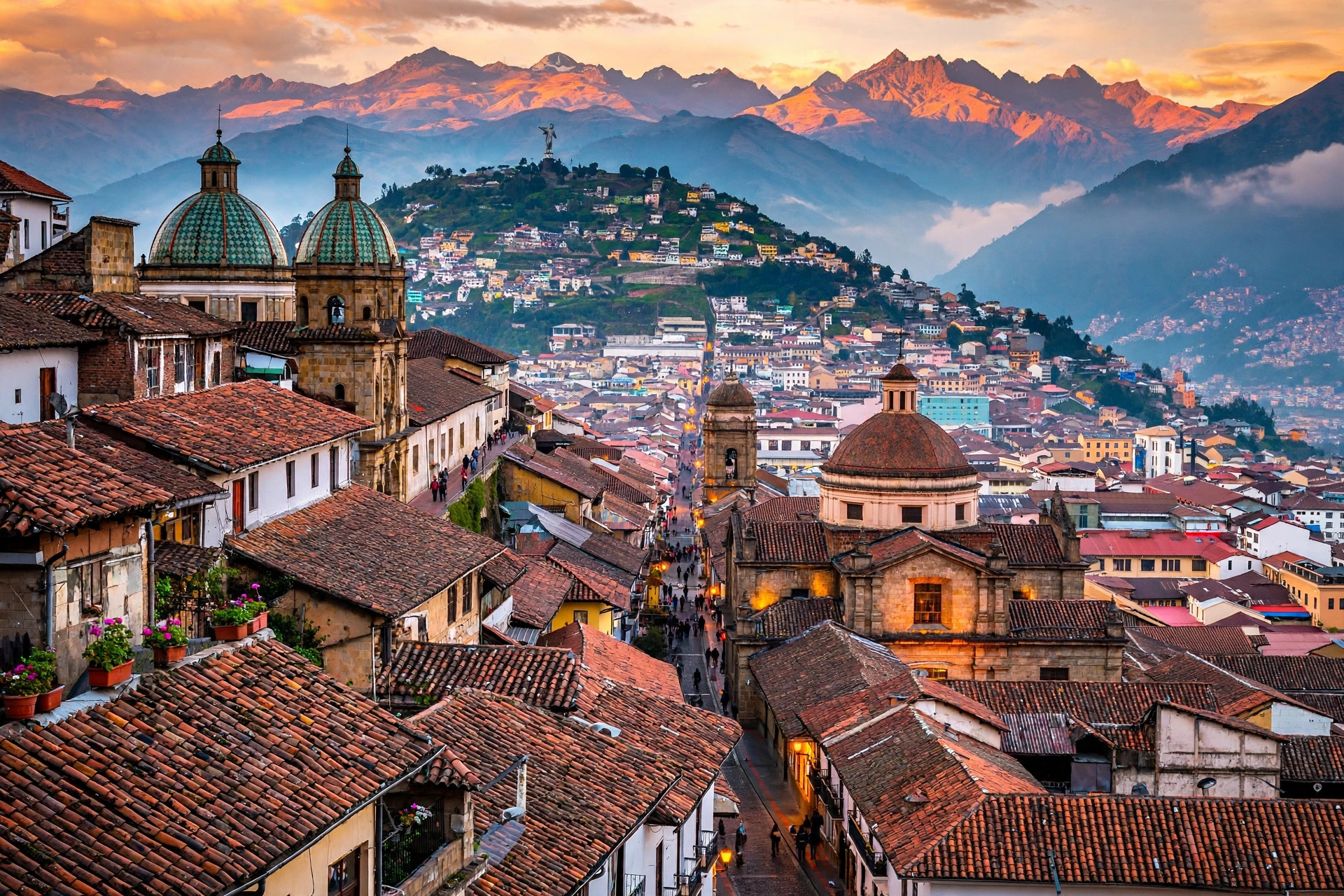 Quito old town at dusk